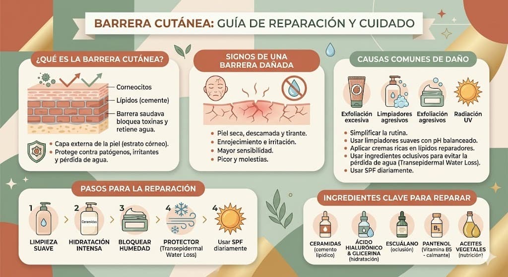 Reparacion de la barrera cutanea con rutina constante: como la piel seca se transforma en 4 semanas con hidratacion adecuada