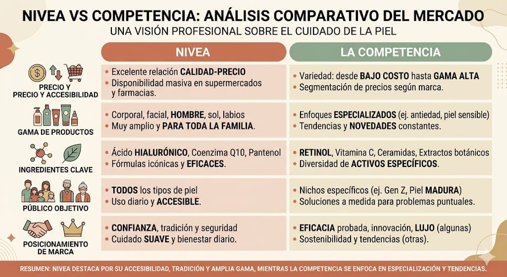 Comparacion de Nivea con Dove, Jergens y CeraVe: precio, oclusividad, absorcion y para quien funciona mejor cada opcion