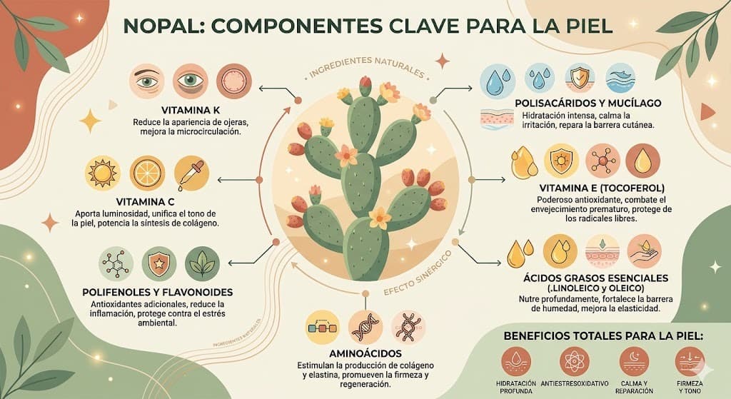 Componentes del nopal para la piel: aceite de semilla de tuna y extracto de mucilago con sus propiedades dermatologicas