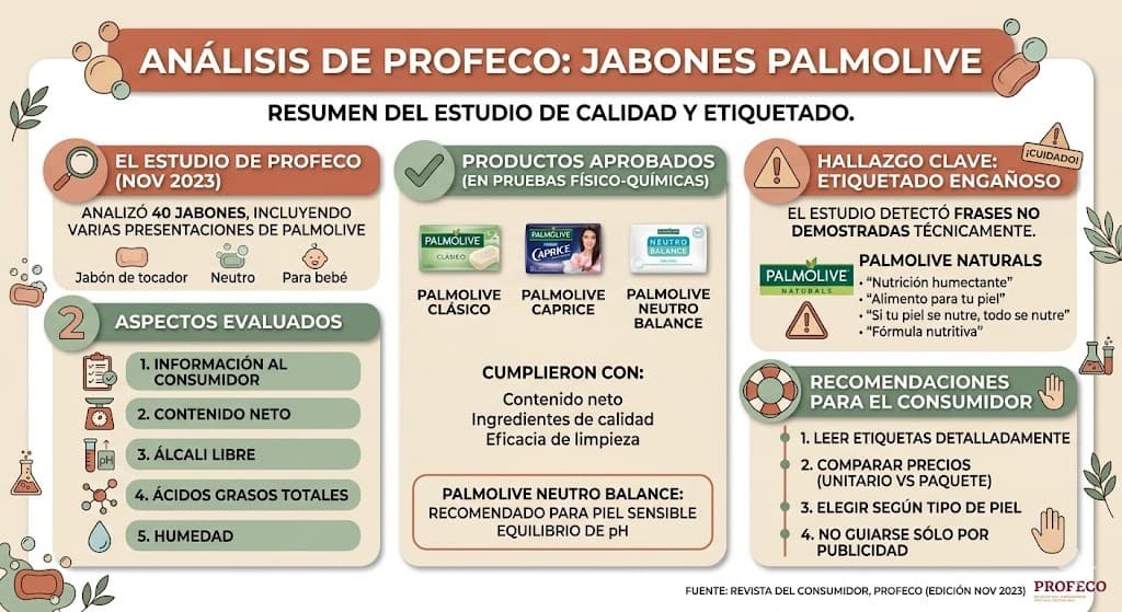 Palmolive Neutro Balance en el estudio de Profeco 2024: resultados vs precio comparado con Dove, Nivea y Jergens