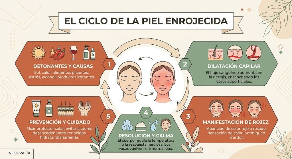 Ciclo de piel enrojecida y seca: como el dano a la barrera causa resequedad e inflamacion y como se rompe el ciclo con ceramidas
