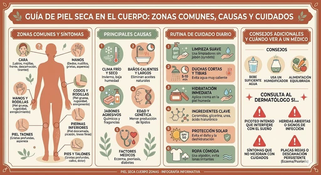 Piel seca en el cuerpo por zonas: piernas, codos, talones y manos con los hidratantes mas efectivos para cada area