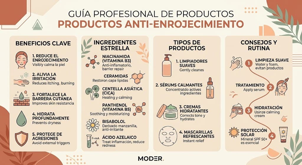 Productos anti enrojecimiento para piel seca: cremas con ceramidas, avena coloidal y protectores solares minerales que calman la piel