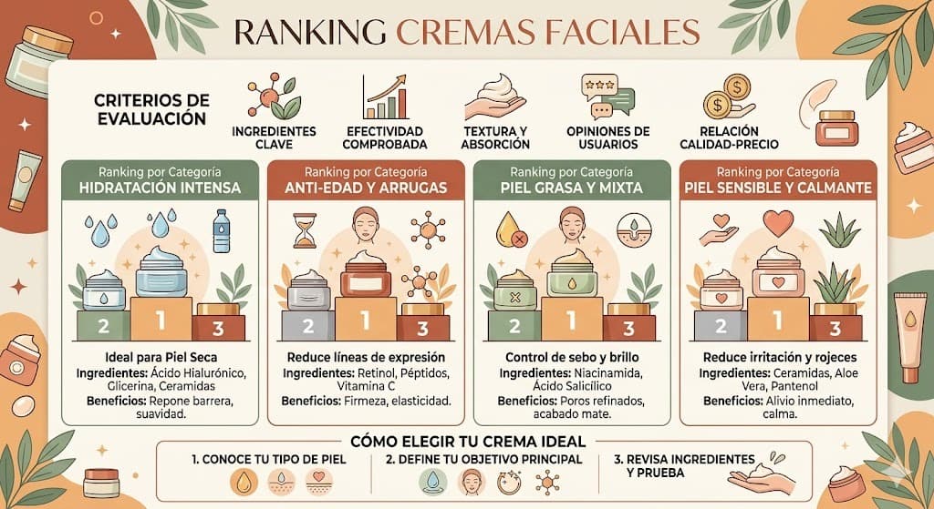 Ranking de cremas faciales para piel seca: las mejores opciones en farmacias mexicanas con ceramidas, acido hialuronico y SPF