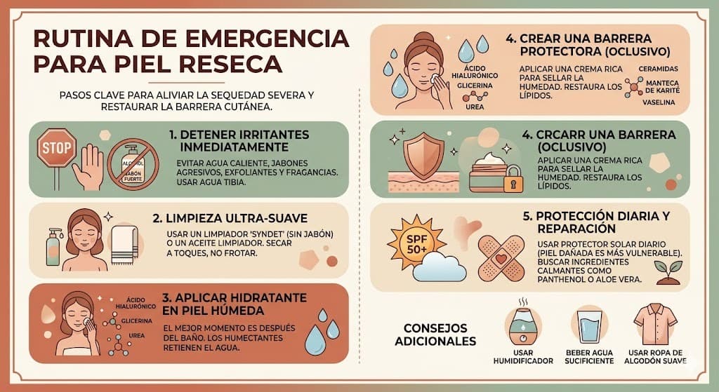 Rutina de emergencia para piel reseca: protocolo de hidratación intensiva de 3 días a 2 semanas