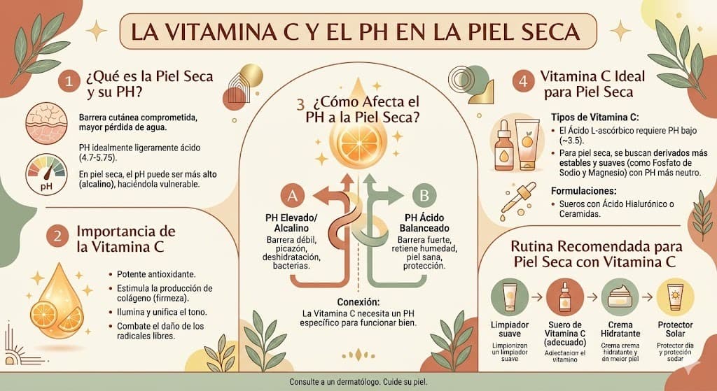 Escala de pH de serums de vitamina C y su impacto en piel seca: por que los derivados son mejores para barrera danada